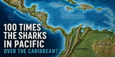 Mappa dell'America Centrale che chiede se nel Pacifico ci siano 100 volte più squali che nei Caraibi