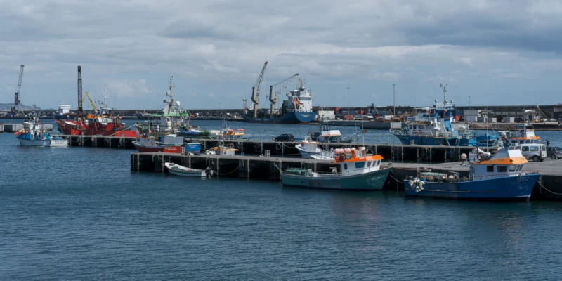 Pescherecci ormeggiati nel porto di Ponta Delgada, sull’isola di São Miguel, Azzorre